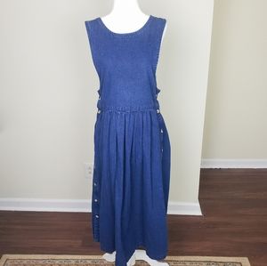 Vintage L.L. Bean Denim Overall Dress Petite 6
